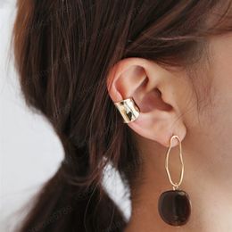 New Golden Metal Geometric C-shaped Wide Copper Round Ear Bone Clip For Women Girls Personality Jewellery