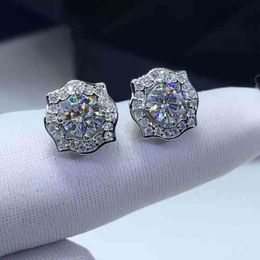 Passed Test Excellent D Colour Moissanite VVS S925 Silver Gold Plated Classic Diamond Stud Luxury Jewellery Gift