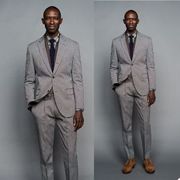 Gray Smart Casual Men's Suits Custom Made Plus Size Business Best Man Jacket Blazer Tuxedos 2 Pieces ( Jacket+Pants)