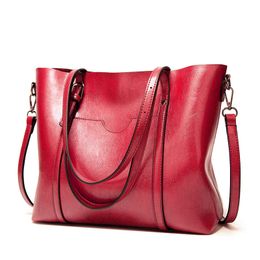Hbp mulheres bolsas bolsas de couro sacos de ombro grande capacidade bolsa bolsa casual de alta qualidade bolsa de bolsa vermelha
