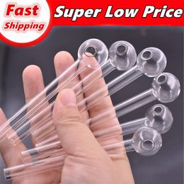 Ultra-cheap 4Inch(10cm) Clear Pyrex Glass Oil burner pipe transparent Glass Tube Oil Burning Pipe smoking water pipes for dab rig bong
