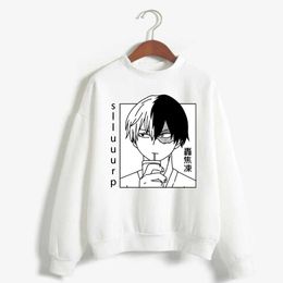 My Hero Academia Todoroki Shoto Hoodie Anime Long Sleeve Casaul Sweatshirt Loose Pullovers Tops Y0804