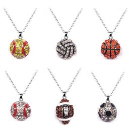 little size small Titanium Sport Accessories Charm Rhinestone Baseball Necklace Softball Pendant Love Heart Sweater Jewelry Party