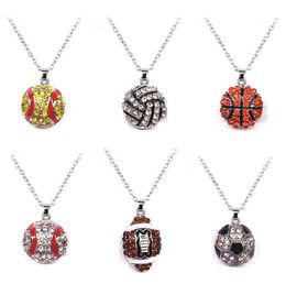 little size small Titanium Sport Accessories Charm Rhinestone Baseball Necklace Softball Pendant Love Heart Sweater Jewellery Party