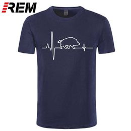 100% Cotton Tees Wild Boar Heartbeat Huntings Design T-shirts For Men size 210623