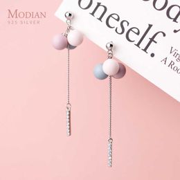 Colorful Romantic Lovely Balloon Drop Earring for Women 925 Sterling Silver Sparking Zircon Line Tassel Jewelry 210707