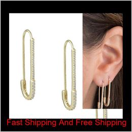 Unique Designer Paperclip Safety Pin Studs Fashion Elegant Women Jewelry Gold Filled Delicate Earring New Mxizw Fhbje