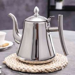 1000/1500ml Stainless Steel Royal Teapot Golden Silver Pot With Infuser Philtre Coffee Kettle Water Drinkware 210621