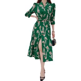 Summer Blazer Maxi Dress korean ladies Green Half Sleeve Notched Sexy Office cabaret Party Dresses for women 210602