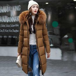 Women's Down & Parkas Winter Jacket Women Fur Collar Long Parka Warm Slim Coat Woman Puffer Oversized Padded Outwear