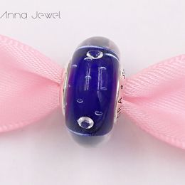 DIY Charm Bracelets  jewelry pandora murano spacer for bracelet making bangle Dark Blue Effervescence bead for women men birthday gifts wedding party  791630CZ