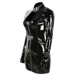 Catsuit Costumes Black Sexy Faux Leather Women Catsuit Open Bust Bodysuit Sexy Erotic Porn Bodycon Dress Ladies Tight Fetish Clubwear Costum