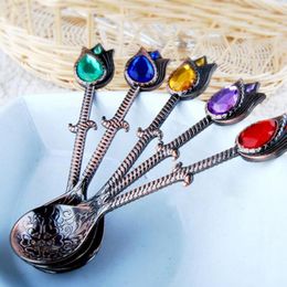 Spoons Turkish Style Summer Colourful Ice Cream Spoon Mirror Retro Zinc Alloy Rust-resistant Fruit Watermelon Dessert Decor