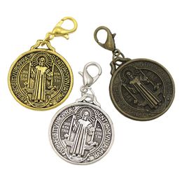 Alloy St Benedict Medal Cross Lobster Claw Clasp Charm Beads 42x22mm Antique silver Jewelry DIY C1643 60pcs/lot