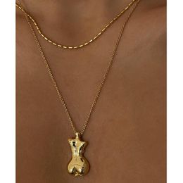 Pendant Necklaces Peri'sbox Street Style Funny Body Necklace For Women Bold Gold Color Chunky Layered Jewelry Trendy 2022