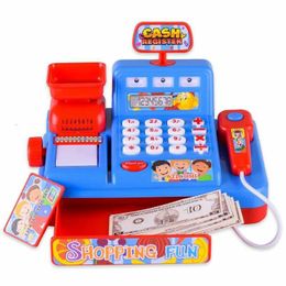 Intelligence For Children Multifunctional Simulation Supermarket Cash Register Toy Get Married Music Cashier With Lights 210312