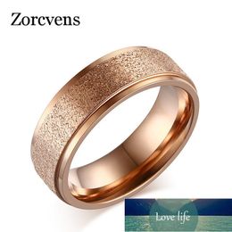 ZORCVENS New Fashion Titanium Steel Ring High Quality Black Rose Gold Silver Color Wedding engagement Frosted Rings for Women Factory price expert design Quality