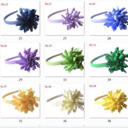 Children's Curlers Ribbon Corker Alice Hair Band Sticks Bows Flowers Hairband Barrettes Korker Plastic Headband Girl Headwear Accessories 100pcs PD009