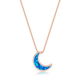 Pendant Necklaces 2021 Trend Half Moon Necklace For Women White Blue Opal Femme Silver Color Wedding Neck Jewelry Box Chain