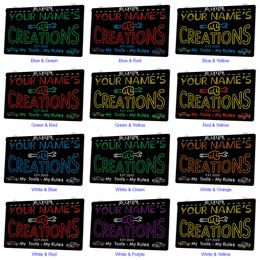 LX1279 Your Names Creations My Tools My Rules Light Sign Dual Color 3D Engraving