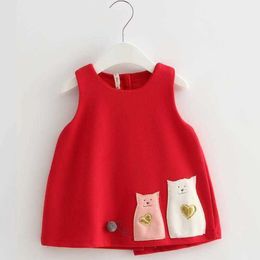 First Birthday Dress for Baby Girl Red Vest Dresses Autumn infant Cotton Vestidos Toddler Christmas Christening Clothes 210615