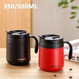 300/500ml Thermal Lid Coffee Mug Insulated Travel Portable Water Cup Double Wall Stainless Steel Flask Vacuum Bottle Reusable 211109