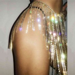 Luxurious Crystal Short Skirt Waist Chain Belly Chains Fashion Rhinestone Tassels Body Jewelry Cheerleading Bohemia Golden Charm