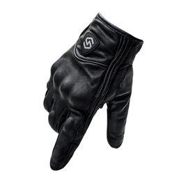 Retro Real Leather Motorcycle Gloves Moto Waterproof Gloves Motorcycle Protective Gears Motocross Touch Screen Gloves H1022