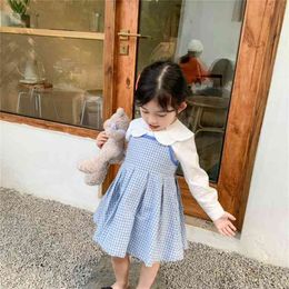 Spring princess slip dress girls fashion plaid for party kids cotton cute sleeveless es 210708