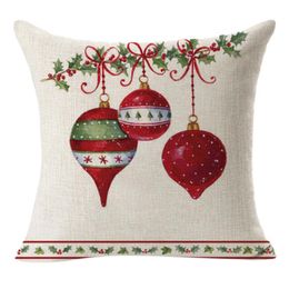 Cushion/Decorative Pillow Christmas Linen Square Throw Flax Case Decorative Cushion Cover 45x45cm Year Party Decorations For Home