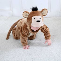 -Umorden Baby Monkey Costume Kigurumi Dibujos animados Animal Mameluceos Infantil Niño Jumpsuit Onesie Flannel Halloween Fancy Dress G0925
