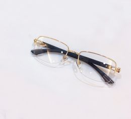 Half Rim Wood Eyeglasses Frame Wooden Gold Optical Rim Glasses 54mm Sonnenbrille gafas de sol Men Fashion Sunglasses Frames 0288o with Box