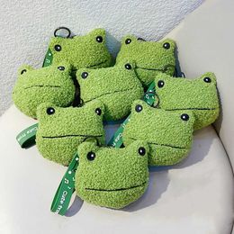 New Cartoon Green Colour Plush Frog Doll Buckle Creative Cute Frog Bag Key Chain Pendant Jewellery Gift G1019