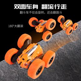 Dumper remote control charging fall resistant children's toys double side stunt rollover four wheel drive off road vehicle