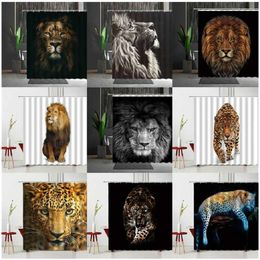Wild Animals Bath Curtains Ferocious Lion African Leopard Bathroom Decorative Shower Curtains Bathtub Decoration Multiple Size 211116