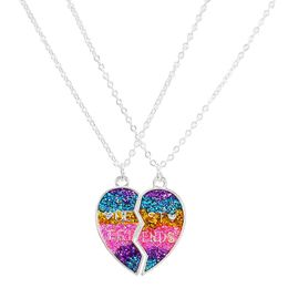 Designer Necklace Luxury Jewellery 2021 2 Piece Set Gradient Colour Heart-shaped Stitching Pendant Chain Exquisite and Lovely BFF Friendship fo