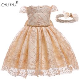 Baby Girl Dress for Girls Infant Lace Christening Gown Elegant Birthday Party Dress Girl Dress Baby Girl's Christmas Clothes 210303