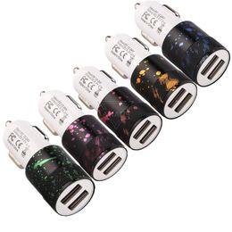 Painting Dual usb Ports Car charger 2.1A Alloy auto power chargers for iphone samsung s7 s8
