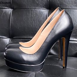 Rontic Customize Color Women Spring Pumps Sexy Stiletto High Heels Round Toe Black Party Shoes Women US Plus Size 5-20