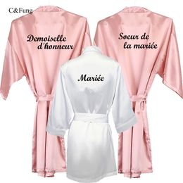 rose gold bride robe kimono satin women franais marie french Demoiselle d'honneur wedding bathrobe soeur de la marie robes 210901