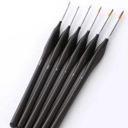 6 Pcs Black Triangle Pole Nylon Hair Oil Painting Brush Hook Line Pen For Watercolour Acrylic Painting Art