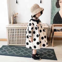 Lovely Girl Polka Dots Fall Dress for Toddler Cotton Casual Blouse Girls Christmas Outfit Clothing Baby Birthday 210529