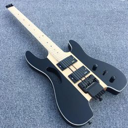 Neck Through Body Sandwich Headless Electric Guitar Monkey Grip, China EMG Pickup, Tremolo Bridge & Whammy Bar, Black Hardware, Abalone Dot Inlay