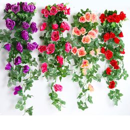 Artificial flowers Party Supplies Wisteria hanging basket simulation violet rose wall hanging wedding home decoration fake flower vine