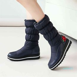 Boots Snow boots women Plus size 36-43 slip on wedges mid calf down winter fashion warm fur female