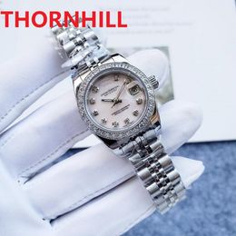 Womens Diamonds Ring Watch 26mm Automatic Mechanical Sapphire Glass Classic Model Folding Buckle Clasp WristWatch