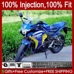 Injection Mold Fairings For HONDA CBR 250R 250 Yellow blue CBR250 R CC CBR250R MC41 11 12 13 14 15 Kit 58No.59 CBR-250R 250CC CBR-250 2011 2012 2013 2014 2015 OEM Bodywork