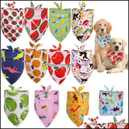 Dog Apparel Supplies Pet Home & Garden Cotton Dogs Bandana Puppy Triangle Scarfs Cats Bibs Fruit Dinosaur Pattern Accessories Summer Style X