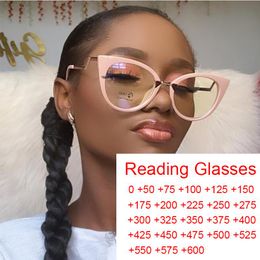 Sunglasses Vintage Transparent Glasses Women Cat Eye Blue Light Filter Computer Frame Improve Comfort Presbyopia Reading