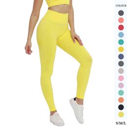 New Seamless Knitted Hip Buttocks Moisture Wicking Yoga Pants Sports Fitness Pants Sexy Buttocks Leggings Sport Women Fitness H1221